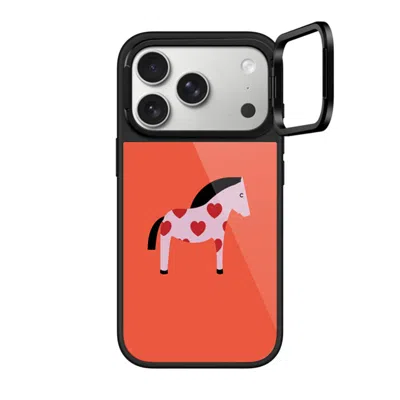 Casetify Iphone 17 Pro Case Black Glaze Ring Stand Case Magsafe Compatible  Pony With Red Heart - Blood Orang
