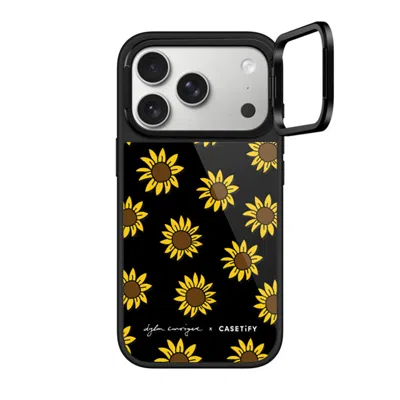 Casetify Iphone 17 Pro Case Black Glaze Ring Stand Case Magsafe Compatible  Secret Sunflower