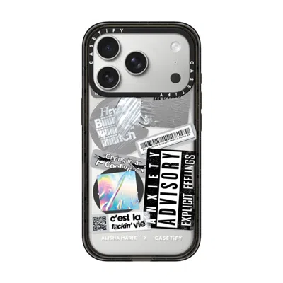 Casetify Iphone 17 Pro Case Black Impact Case  Anxiety Advisory Sticker Case
