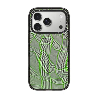 Casetify Iphone 17 Pro Case Black Impact Case Magsafe Compatible  Surrealism Distorted Plaid - Green
