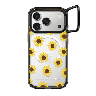 Casetify Iphone 17 Pro Case Black Impact Ring Stand Case Magsafe Compatible  Secret Sunflower