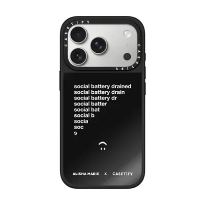 Casetify Iphone 17 Pro Case Black On Black Mirror Case Magsafe Compatible  Alisha Marie Social Battery Case C