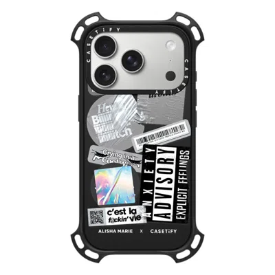 Casetify Iphone 17 Pro Case Matte Black Bounce Case Magsafe Compatible  Anxiety Advisory Sticker Case Casetif