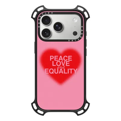 Casetify Iphone 17 Pro Case Matte Black Bounce Case Magsafe Compatible  Peace Love And Equality  In Pink