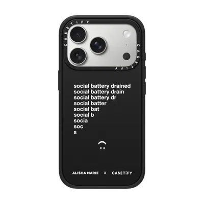 Casetify Iphone 17 Pro Case Matte Black Impact Case Magsafe Compatible  Alisha Marie Social Battery Case Case