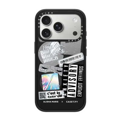 Casetify Iphone 17 Pro Case Matte Black Impact Case Magsafe Compatible  Anxiety Advisory Sticker Case Casetif