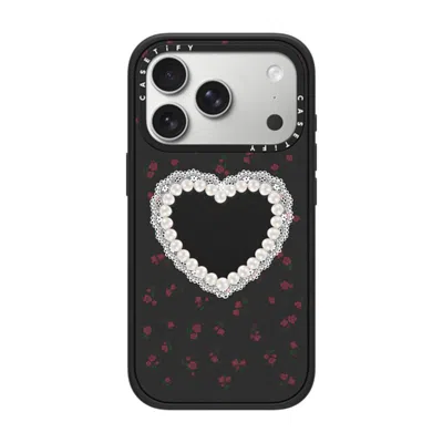 Casetify Iphone 17 Pro Case Matte Black Impact Case Magsafe Compatible  Cottagecore,heart Gothic Pearly Heart