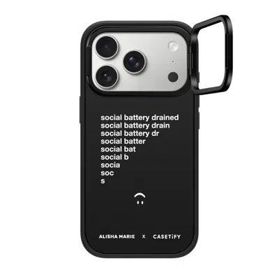 Casetify Iphone 17 Pro Case Matte Black Impact Ring Stand Case Magsafe Compatible  Alisha Marie Social Batter