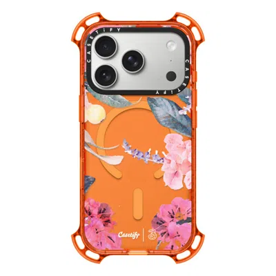 Casetify Iphone 17 Pro Case Orange Bounce Case Magsafe Compatible  Spring Design #2 - Floral Garden