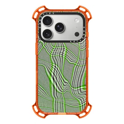 Casetify Iphone 17 Pro Case Orange Bounce Case Magsafe Compatible  Surrealism Distorted Plaid - Green