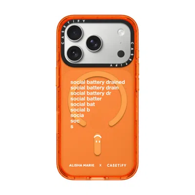 Casetify Iphone 17 Pro Case Orange Impact Case Magsafe Compatible  Alisha Marie Social Battery Case