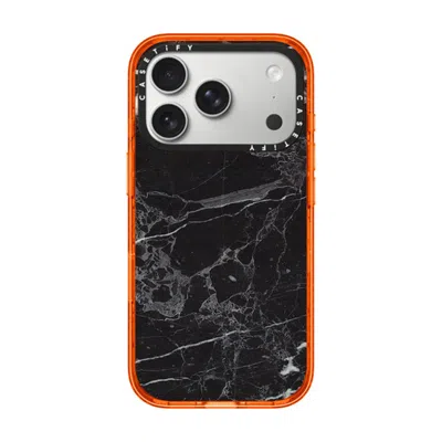 Casetify Iphone 17 Pro Case Orange Impact Case Magsafe Compatible  Black Marble