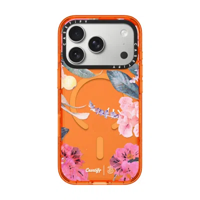Casetify Iphone 17 Pro Case Orange Impact Case Magsafe Compatible  Spring Design #2 - Floral Garden