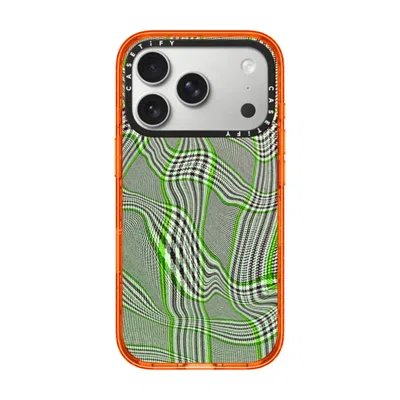 Casetify Iphone 17 Pro Case Orange Impact Case Magsafe Compatible  Surrealism Distorted Plaid - Green