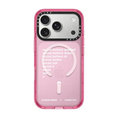 Casetify Iphone 17 Pro Case Pink Impact Case Magsafe Compatible  Alisha Marie Social Battery Case