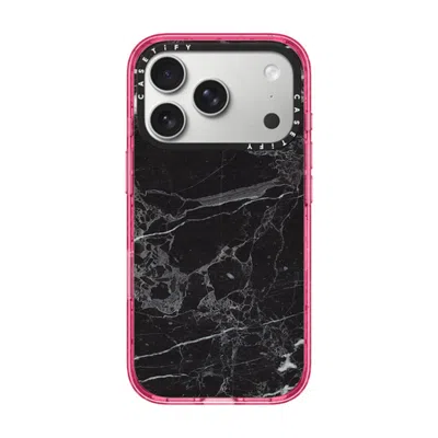 Casetify Iphone 17 Pro Case Pink Impact Case Magsafe Compatible  Black Marble