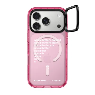 Casetify Iphone 17 Pro Case Pink Impact Ring Stand Case Magsafe Compatible  Alisha Marie Social Battery Case 