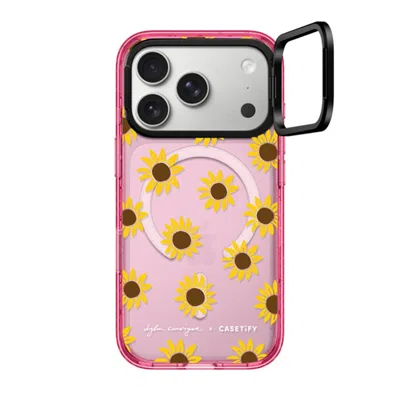 Casetify Iphone 17 Pro Case Pink Impact Ring Stand Case Magsafe Compatible  Secret Sunflower