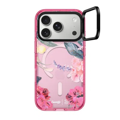 Casetify Iphone 17 Pro Case Pink Impact Ring Stand Case Magsafe Compatible  Spring Design #2 - Floral Garden 