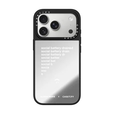 Casetify Iphone 17 Pro Case Silver On Black Mirror Case Magsafe Compatible  Alisha Marie Social Battery Case 