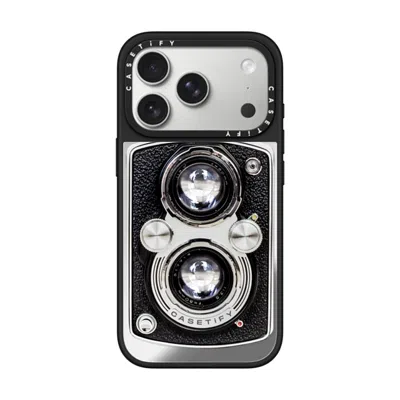 Casetify Iphone 17 Pro Case Silver On Black Mirror Case Magsafe Compatible  Camera Case - Vintage  In Orange