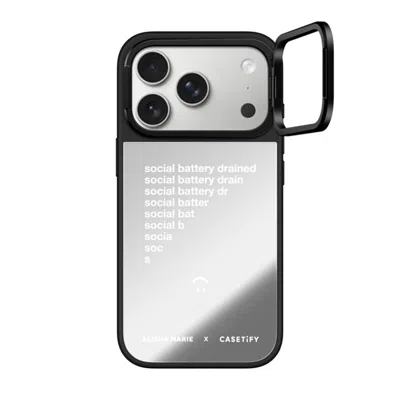 Casetify Iphone 17 Pro Case Silver On Black Mirror Ring Stand Case Magsafe Compatible  Alisha Marie Social Ba