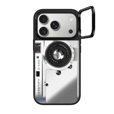 Casetify Iphone 17 Pro Case Silver On Black Mirror Ring Stand Case Magsafe Compatible  Camera Case - Retro Ca