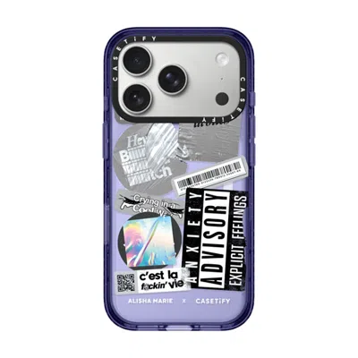 Casetify Iphone 17 Pro Case Soft Blue Impact Case Magsafe Compatible  Anxiety Advisory Sticker Case