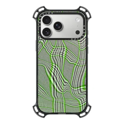 Casetify Iphone 17 Pro Max Case Black Bounce Case Magsafe Compatible  Surrealism Distorted Plaid - Green