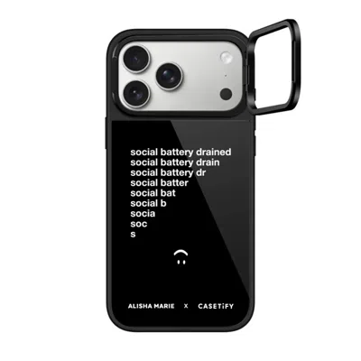 Casetify Iphone 17 Pro Max Case Black Glaze Ring Stand Case Magsafe Compatible  Alisha Marie Social Battery C