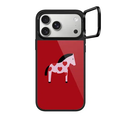 Casetify Iphone 17 Pro Max Case Black Glaze Ring Stand Case Magsafe Compatible  Pony With Red Heart - Cherry 