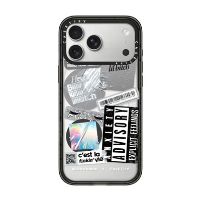 Casetify Iphone 17 Pro Max Case Black Impact Case Magsafe Compatible  Anxiety Advisory Sticker Case