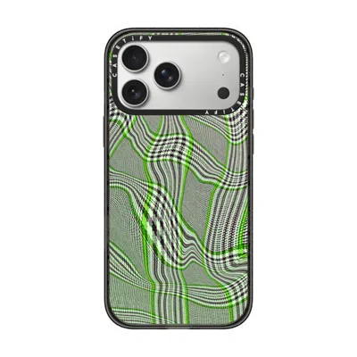 Casetify Iphone 17 Pro Max Case Black Impact Case  Surrealism Distorted Plaid - Green