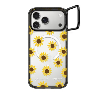 Casetify Iphone 17 Pro Max Case Black Impact Ring Stand Case Magsafe Compatible  Secret Sunflower