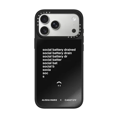 Casetify Iphone 17 Pro Max Case Black On Black Mirror Case Magsafe Compatible  Alisha Marie Social Battery Ca