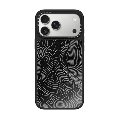 Casetify Iphone 17 Pro Max Case Black On Black Mirror Case Magsafe Compatible  Nature,pattern Topography Map