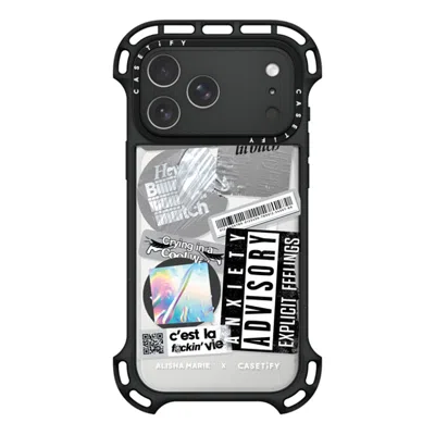 Casetify Iphone 17 Pro Max Case Black Ultra Bounce Case Magsafe Compatible  Anxiety Advisory Sticker Case Cas