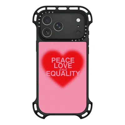 Casetify Iphone 17 Pro Max Case Black Ultra Bounce Case Magsafe Compatible  Peace Love And Equality  In Pink