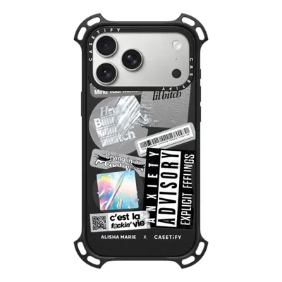 Casetify Iphone 17 Pro Max Case Matte Black Bounce Case Magsafe Compatible  Anxiety Advisory Sticker Case Cas