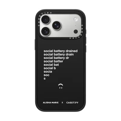 Casetify Iphone 17 Pro Max Case Matte Black Impact Case Magsafe Compatible  Alisha Marie Social Battery Case 