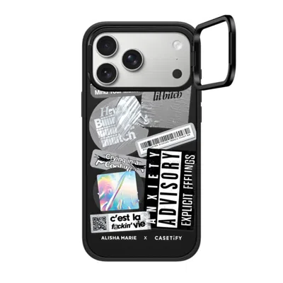 Casetify Iphone 17 Pro Max Case Matte Black Impact Ring Stand Case Magsafe Compatible  Anxiety Advisory Stick