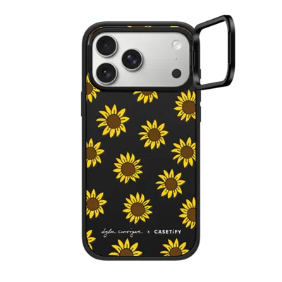 Casetify Iphone 17 Pro Max Case Matte Black Impact Ring Stand Case Magsafe Compatible  Secret Sunflower Caset