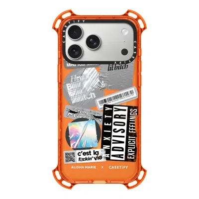 Casetify Iphone 17 Pro Max Case Orange Bounce Case Magsafe Compatible  Anxiety Advisory Sticker Case