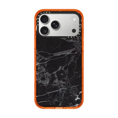 Casetify Iphone 17 Pro Max Case Orange Impact Case Magsafe Compatible  Black Marble