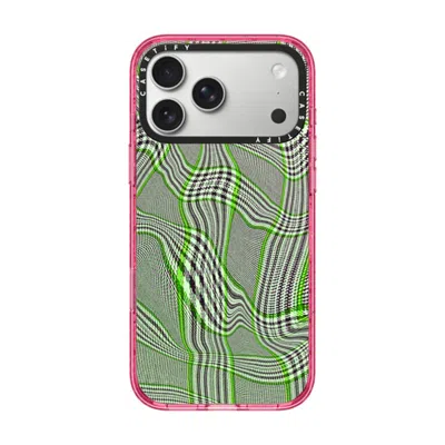 Casetify Iphone 17 Pro Max Case Pink Impact Case Magsafe Compatible  Surrealism Distorted Plaid - Green