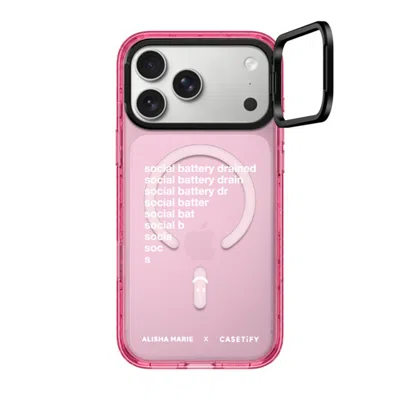Casetify Iphone 17 Pro Max Case Pink Impact Ring Stand Case Magsafe Compatible  Alisha Marie Social Battery C