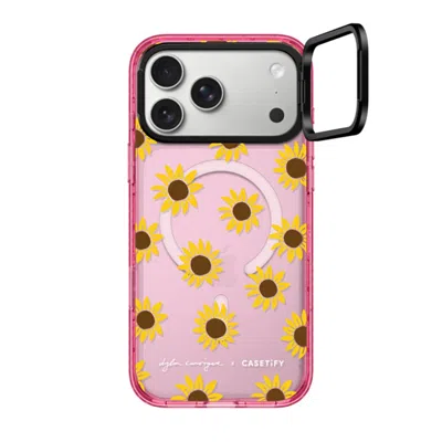 Casetify Iphone 17 Pro Max Case Pink Impact Ring Stand Case Magsafe Compatible  Secret Sunflower