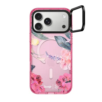 Casetify Iphone 17 Pro Max Case Pink Impact Ring Stand Case Magsafe Compatible  Spring Design #2 - Floral Gar