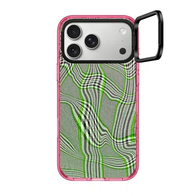 Casetify Iphone 17 Pro Max Case Pink Impact Ring Stand Case Magsafe Compatible  Surrealism Distorted Plaid - 