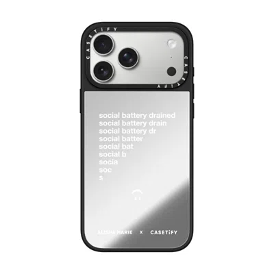 Casetify Iphone 17 Pro Max Case Silver On Black Mirror Case Magsafe Compatible  Alisha Marie Social Battery C